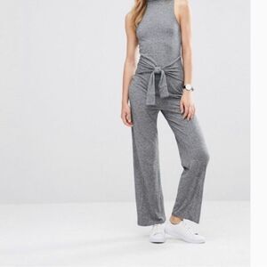 Noisy May Tall Roll Neck Sleeveless Jersey Jumpsuit With Tie Waist Size S